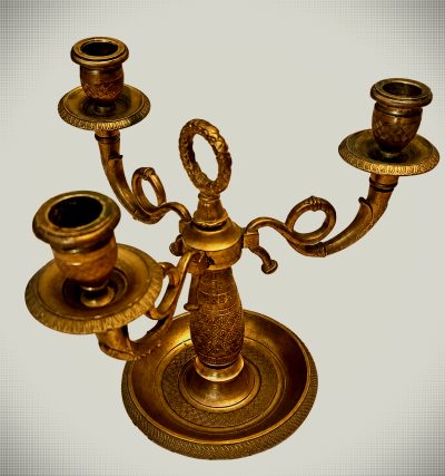 Fine Pair of 19th Century French Ormolu Triple-Arm Candelabras