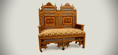 Antique Syrian Levantine Inlaid Marquetry Settee Bench