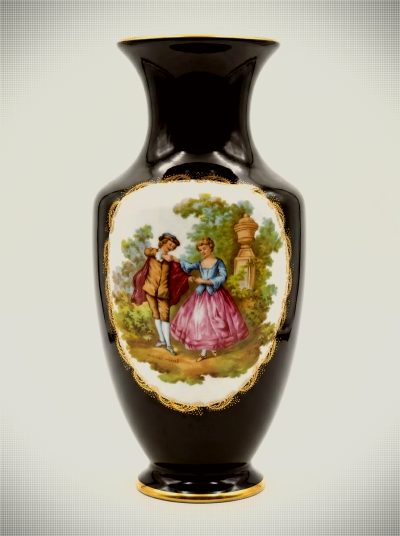 Vintage Limoges Castel Fragonard Courting Couple Vase