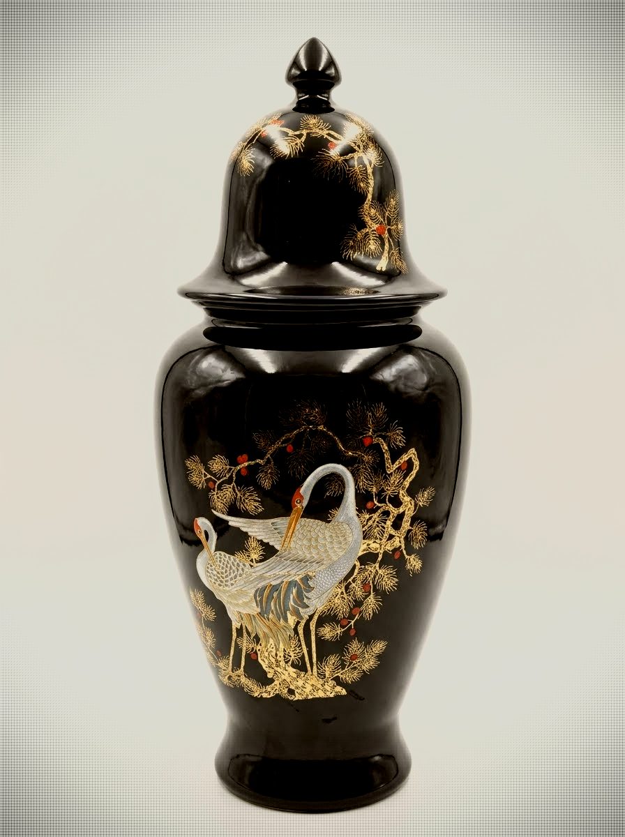 Vintage Chinoiserie Lidded Ginger Jars Trio