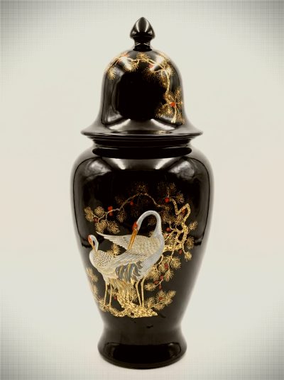 Vintage Chinoiserie Lidded Ginger Jars Trio