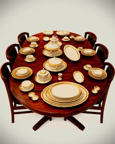 Monumental 182-Piece Bohemia Gilt Porcelain Dinner, Tea and Coffee Service, circa 1920s–1930s
