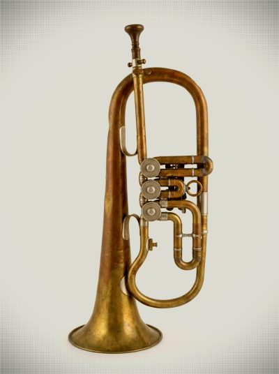 Antique German Brass Rotary Trumpet Flugelhorn