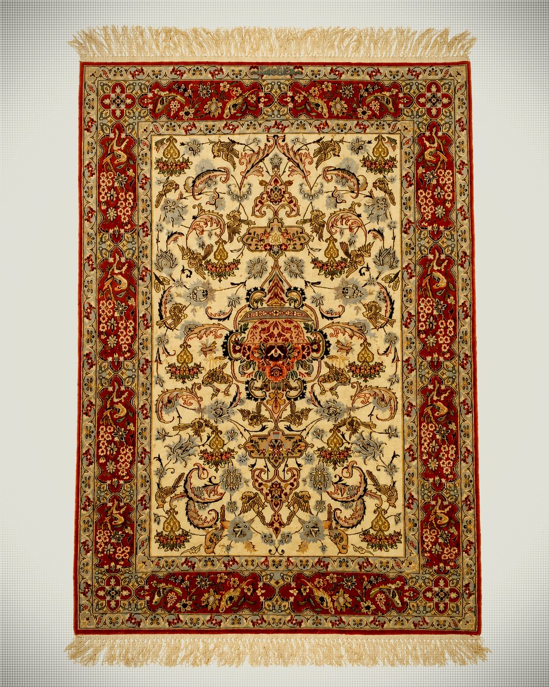 Signed Emadi Hand-Knotted Persian Isfahan Wool-and-Silk Rug