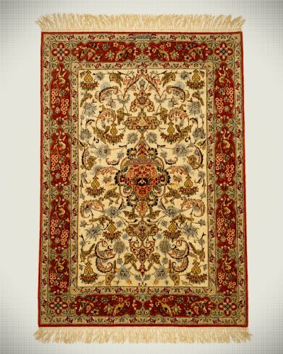 Signed Emadi Hand-Knotted Persian Isfahan Wool-and-Silk Rug