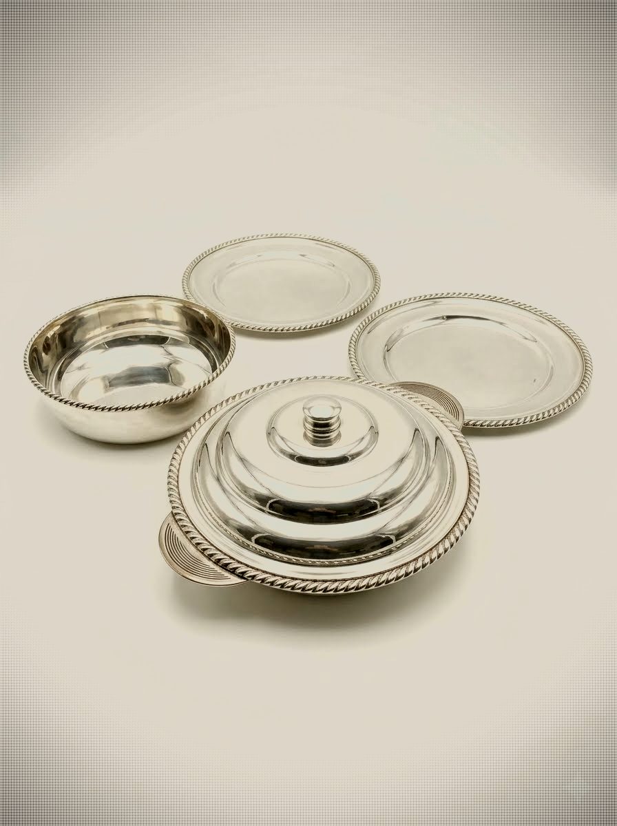 Vintage 5-Piece Convertible Silver-Plated Buffet & Hollowware Set