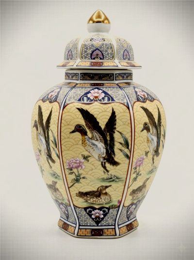 Pot à gingembre hexagonal japonais en porcelaine – vintage