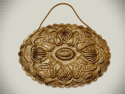Large Turkish 900 Silver Repoussé Hanging Mirror