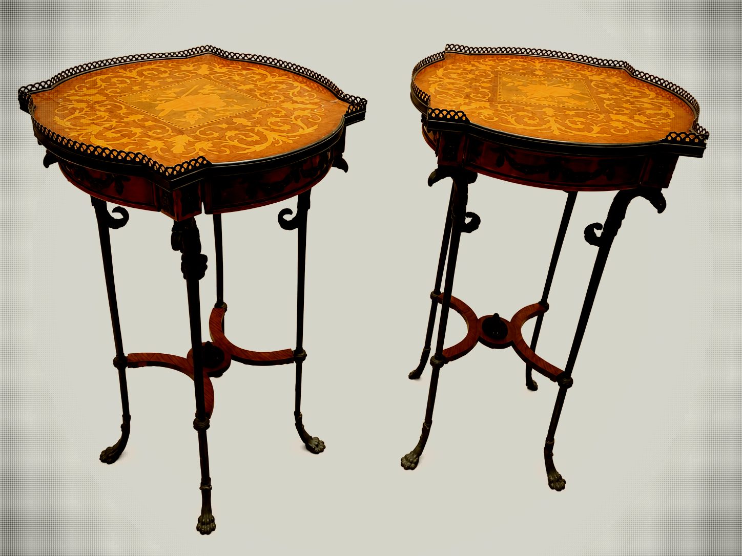 Pair of French Belle Époque Marquetry Side Tables