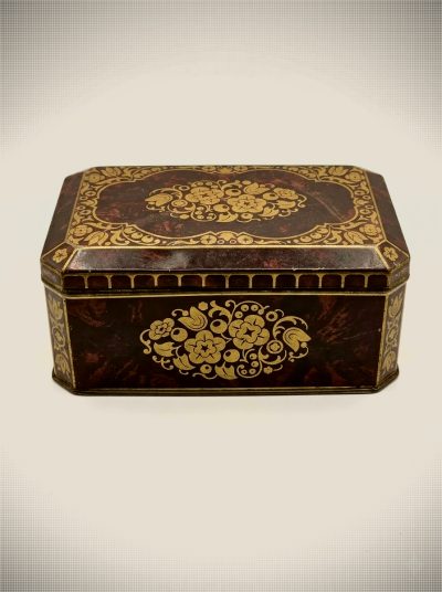 Vtg German Solingen Barber Set in Floral Tin