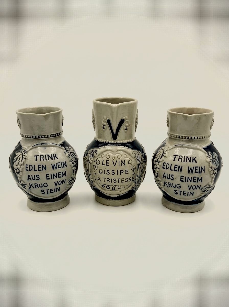 Vintage Marzi & Remy Stoneware Wine Pitchers (Set of 3)