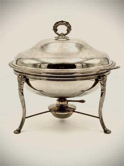Chauffe-plat en métal argenté E. H. Parkin, Sheffield – milieu du XXe siècle