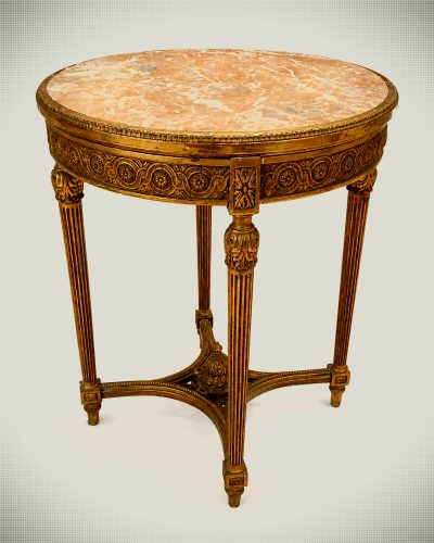 French Louis XVI Revival Giltwood Guéridon with Brèche Violette Marble Top