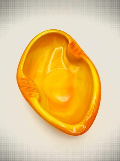 Vintage L.E. Smith "Bittersweet" Slag Glass Boomerang Ashtray