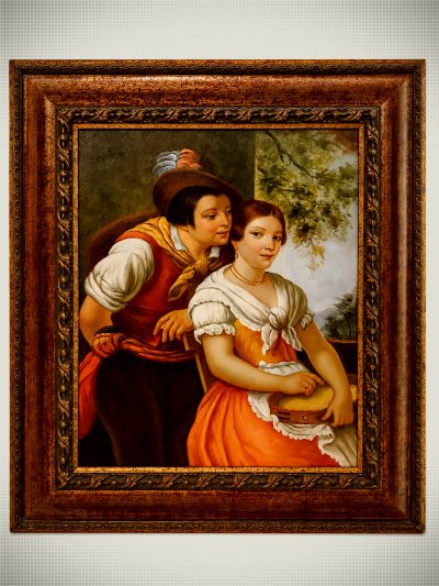 Romantic Couple with Tambourine – Genre Painting
