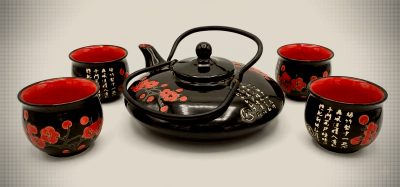 Vintage Asian Cherry Blossom Tea Set