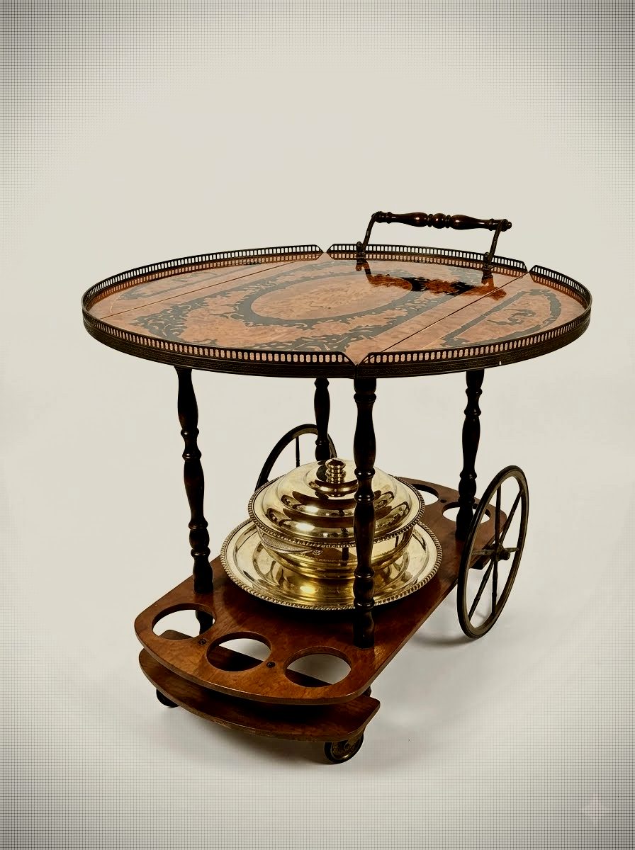 Marquetry Bar Trolley – Mid-Century Style