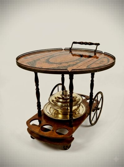 Marquetry Bar Trolley – Mid-Century Style
