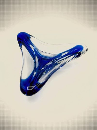 Vintage Murano Style Tri-Form Sommerso Glass Bowl