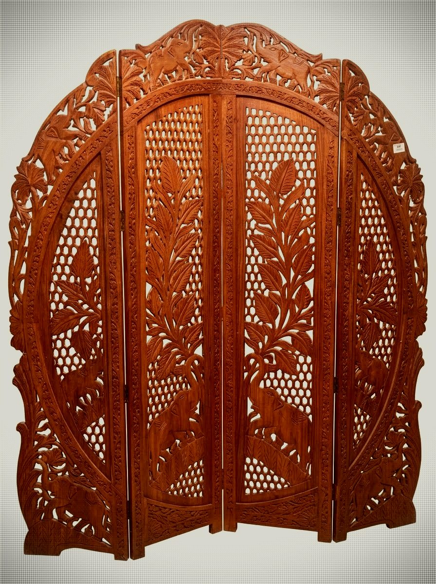 Carved Folding Screen – Vintage Oriental Style