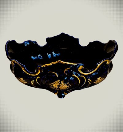 Vintage Limoges Castel Cobalt Blue & 22k Gold Centerpiece Bowl