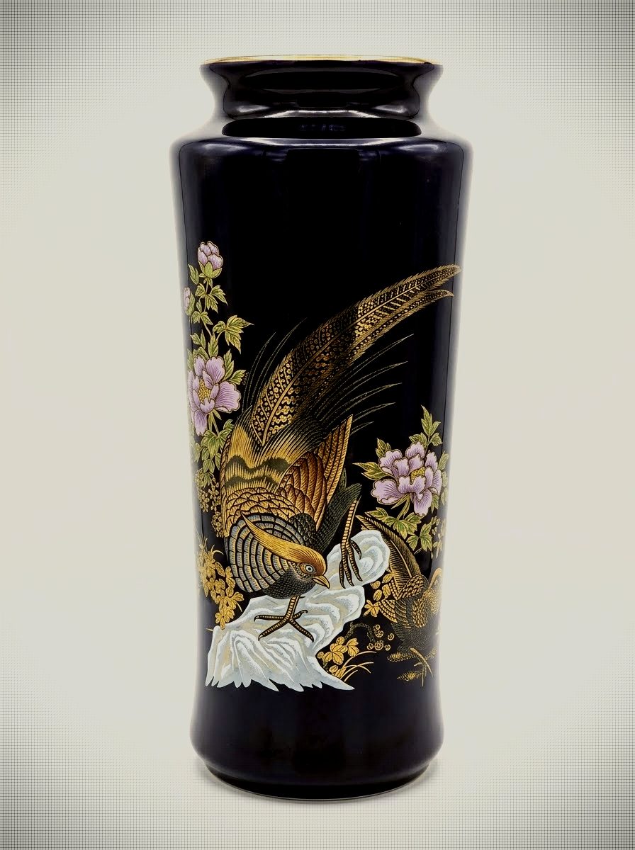 Vase japonais vintage au faisan
