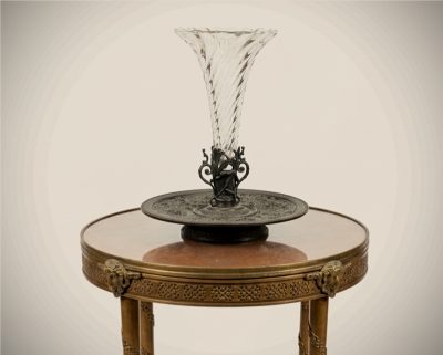 French Belle Époque Baccarat “Bambous Tors” Crystal and Bronze Centerpiece Vase