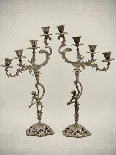 Pair of Figural Five-Light Candelabra – Rococo Revival