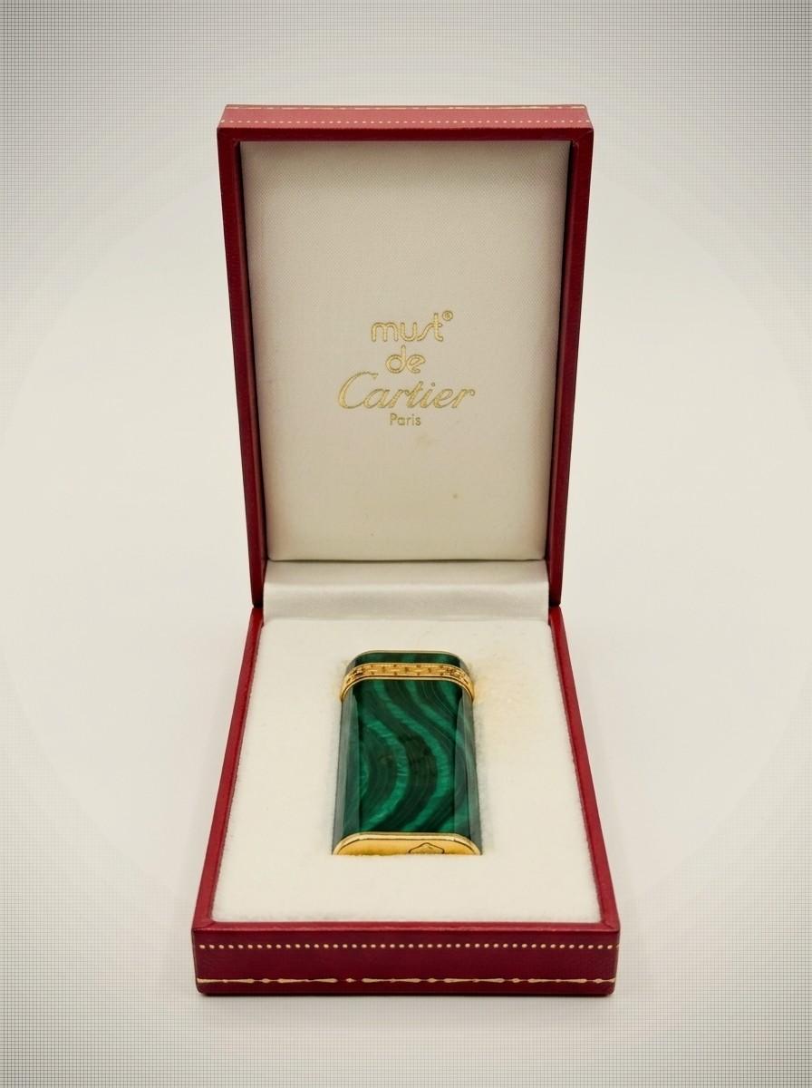 Must De Cartier Oval Mini Malachite Lacquer Lighter