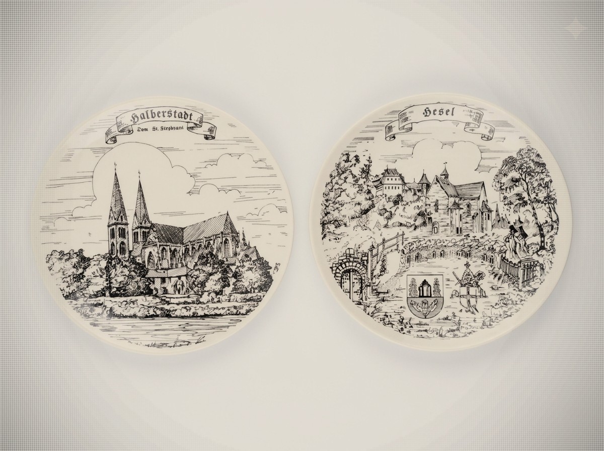 Pair of Vintage German Commemorative Wall Plates
