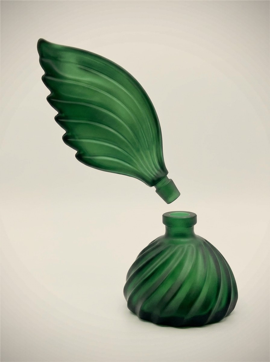 Vintage Art Deco Green Malachite Glass Perfume Bottle