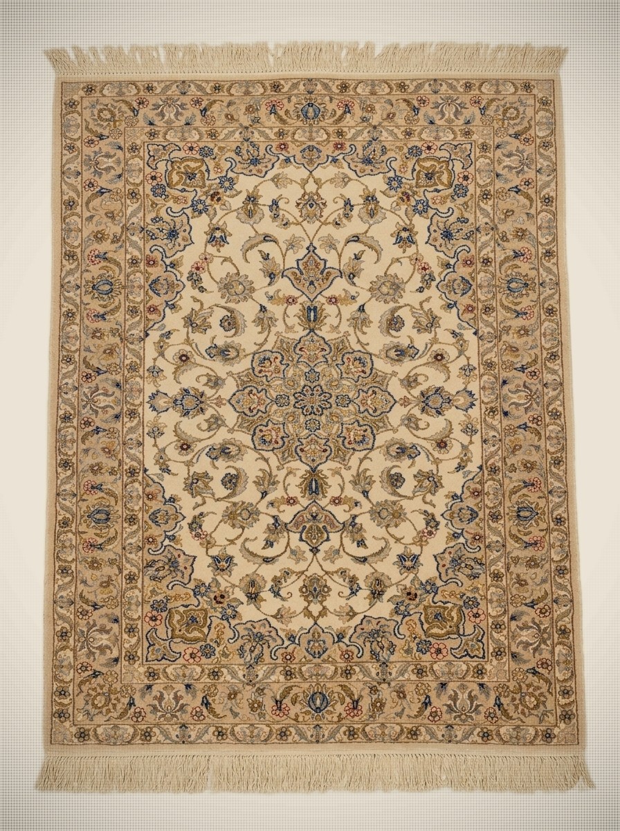 Hand-Knotted Persian Isfahan "Davari" Silk & Wool Area Rug
