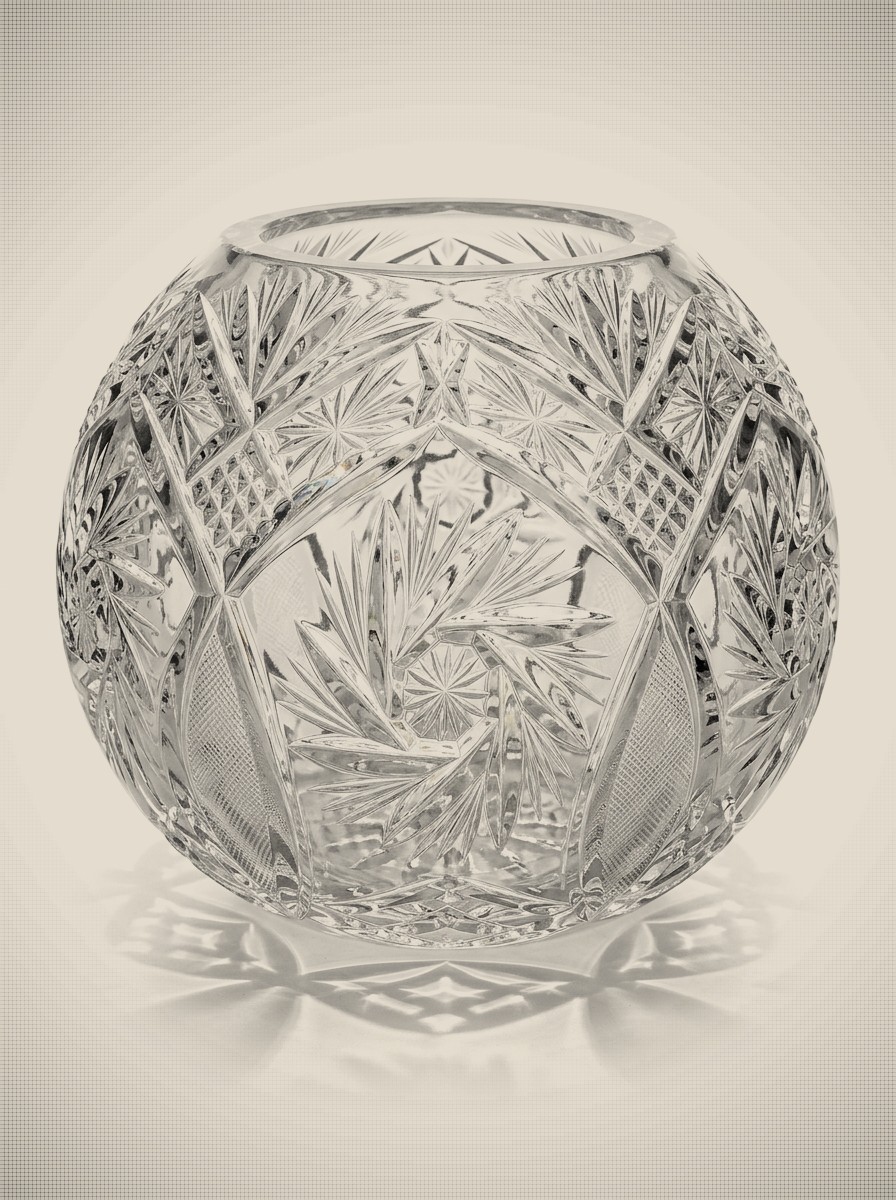 Vintage Pinwheel Cut Crystal Globe Vase